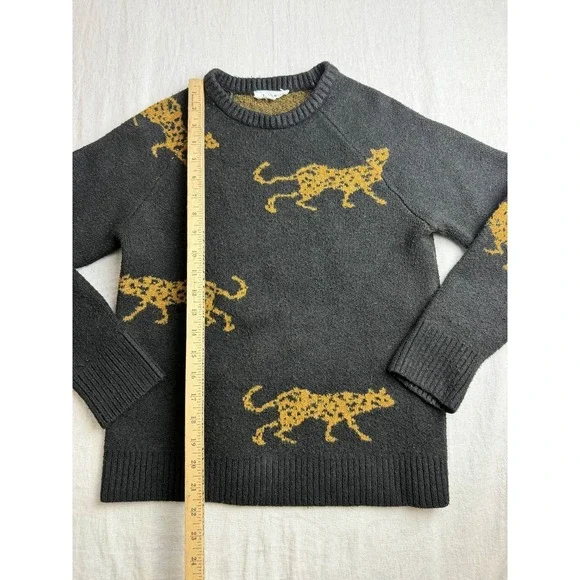 THML Sweater Womens S Cheetah Print Black Gold Mob Wife Boho Glam Indie Sleaze - Picture 3 of 7